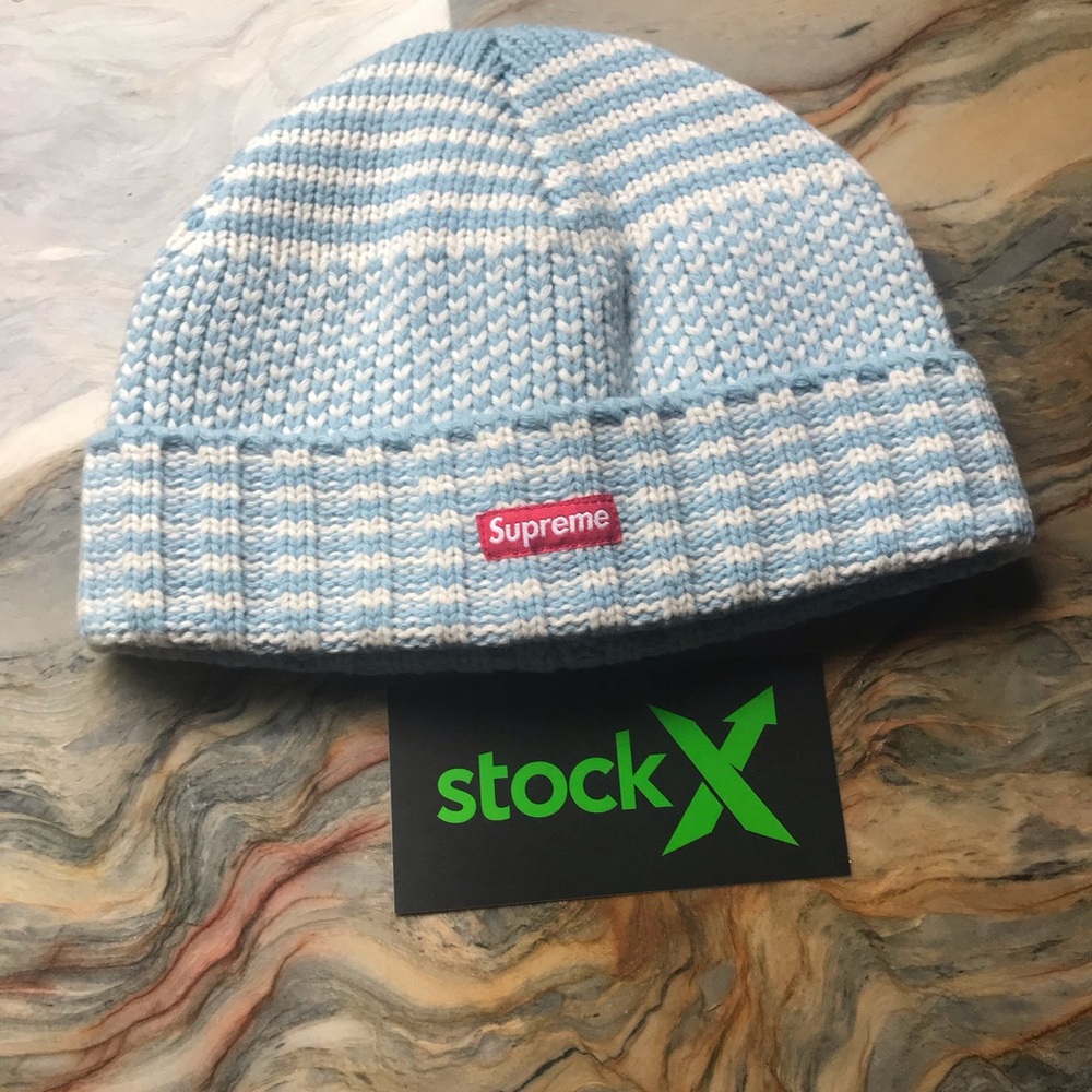 Supreme jacquard light blue beanie